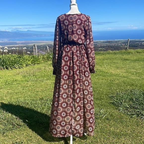 LULU'S Art and Soul multiprint long sleeve high low Maxi Wrap dress - Picture 6 of 10